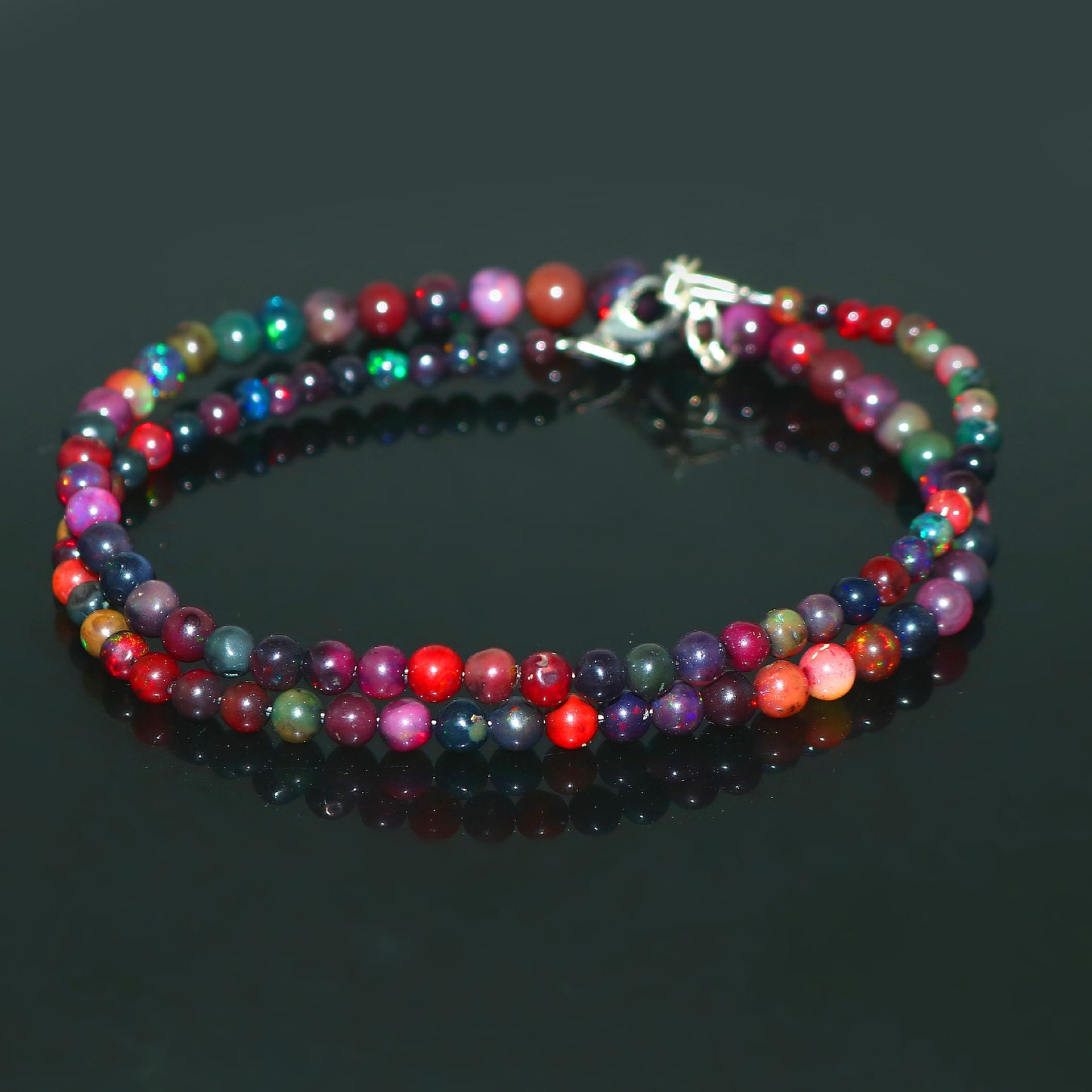 Natural Multi-color Opal Ethiopian Opal Round Necklace – Fiery Gemstone Jewelry