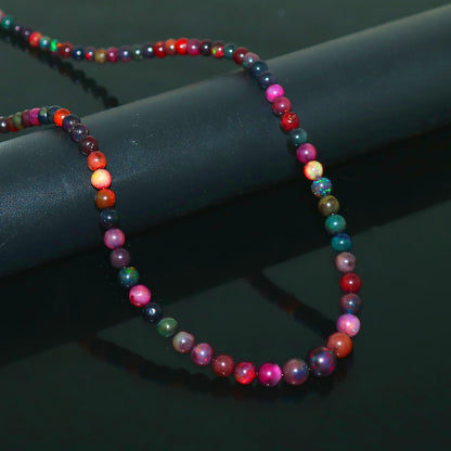 Natural Multi-color Opal Ethiopian Opal Round Necklace – Fiery Gemstone Jewelry