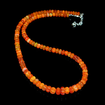 Natural Orange Ethiopian Opal Pumpkin Necklace – Glowing Fire Opal | Cute & Meaningful Gift