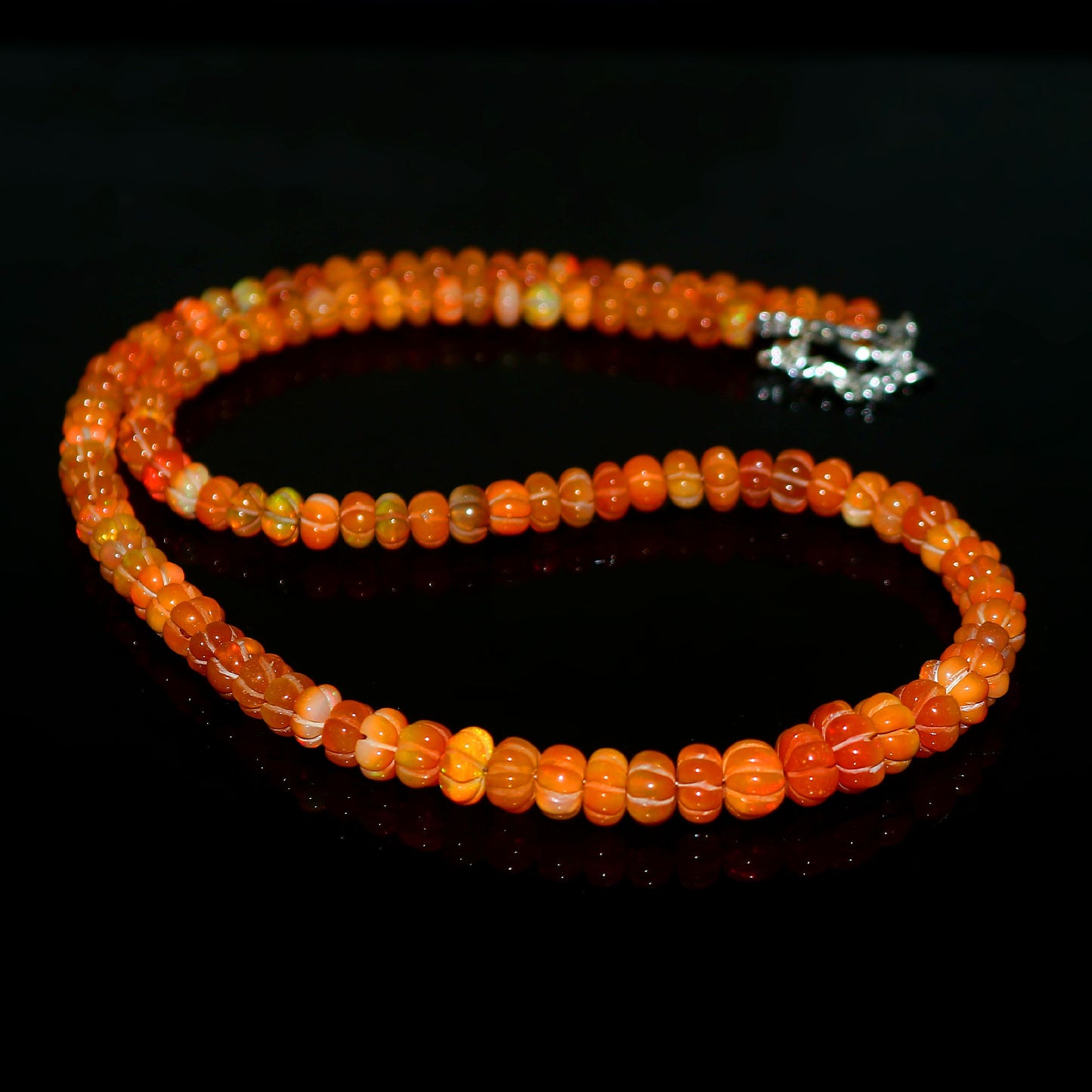 Natural Orange Ethiopian Opal Pumpkin Necklace – Glowing Fire Opal | Cute & Meaningful Gift