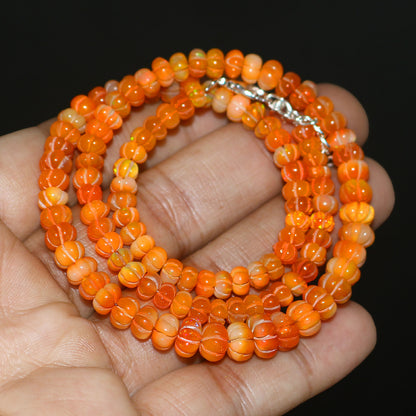 Natural Orange Ethiopian Opal Pumpkin Necklace – Glowing Fire Opal | Cute & Meaningful Gift