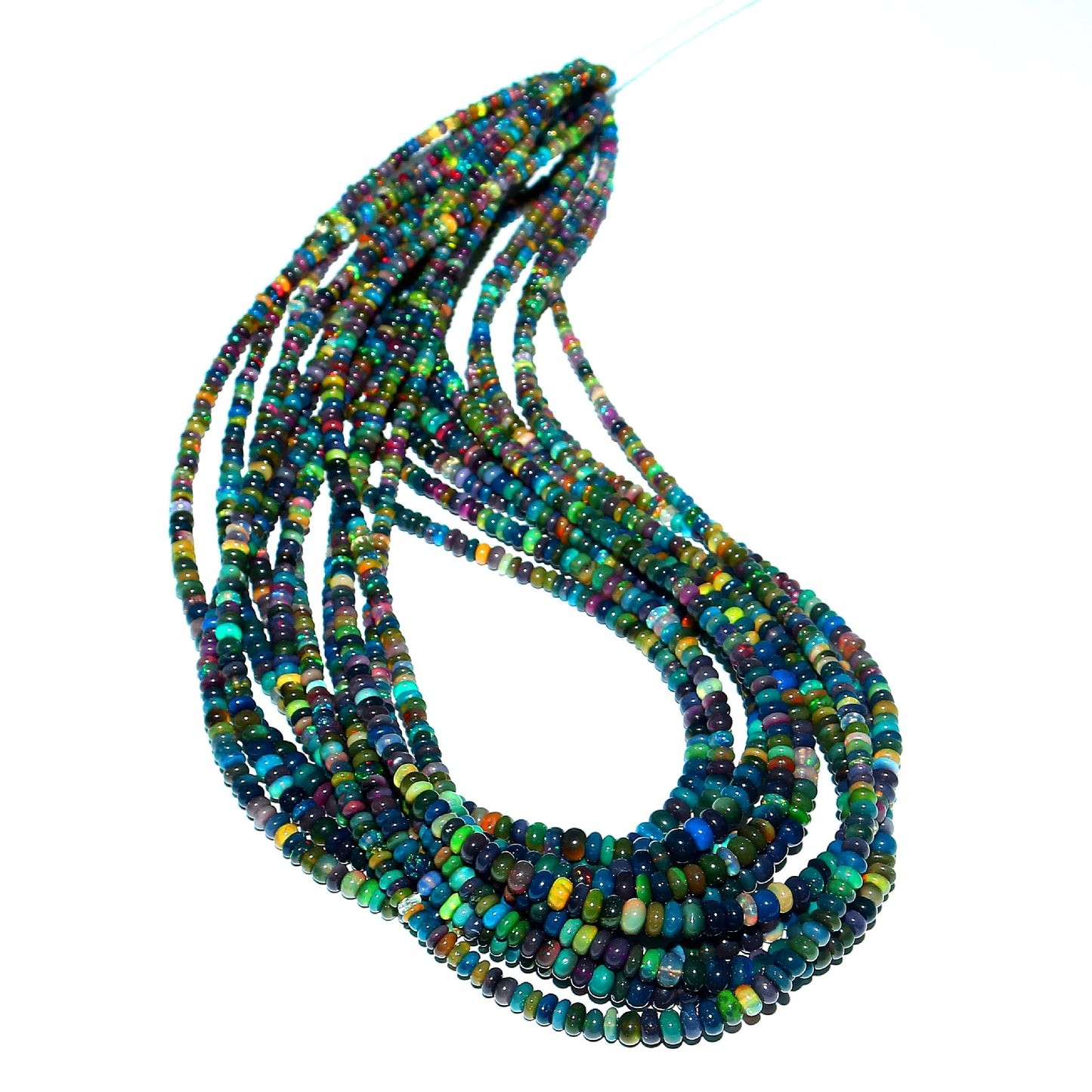 Natural Multi-Color Ethiopian Opal Rondelle Necklace – Fiery Gemstone Jewelry | Unique Gift for Her