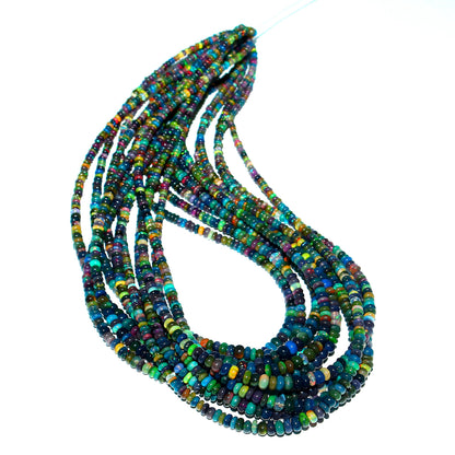 Natural Multi-Color Ethiopian Opal Rondelle Necklace – Fiery Gemstone Jewelry | Unique Gift for Her