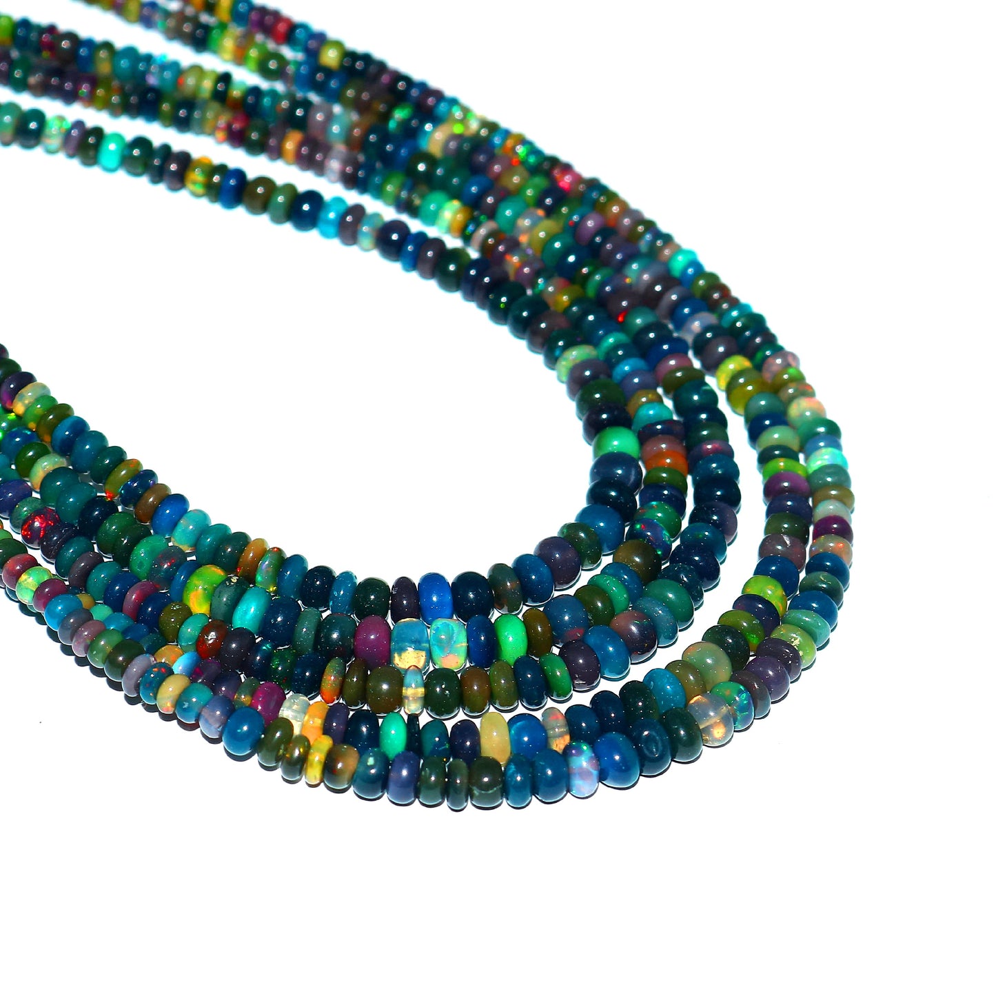 Natural Multi-Color Ethiopian Opal Rondelle Necklace – Fiery Gemstone Jewelry | Unique Gift for Her