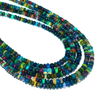 Natural Multi-Color Ethiopian Opal Rondelle Necklace – Fiery Gemstone Jewelry | Unique Gift for Her
