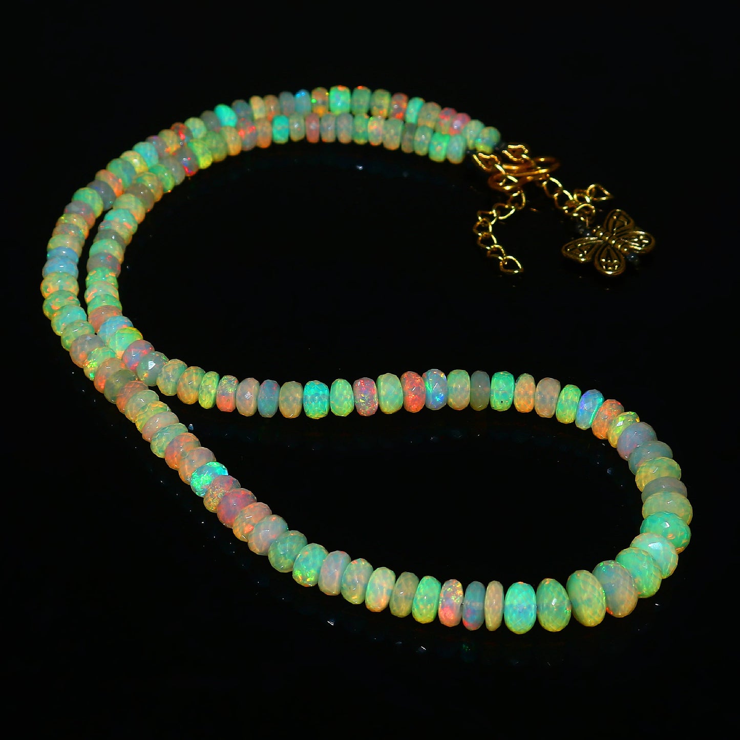 Natural Yellow Ethiopian Opal Rondelle Necklace – Fire Gemstone Jewelry