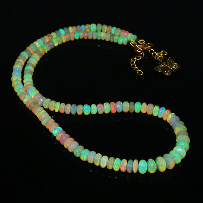 Natural Yellow Ethiopian Opal Rondelle Necklace – Fire Gemstone Jewelry