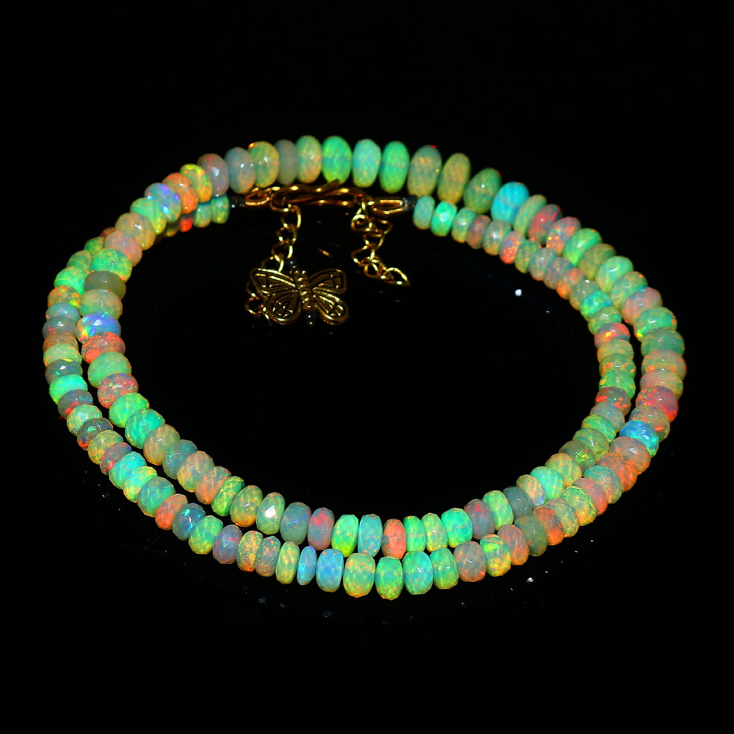 Natural Yellow Ethiopian Opal Rondelle Necklace – Fire Gemstone Jewelry