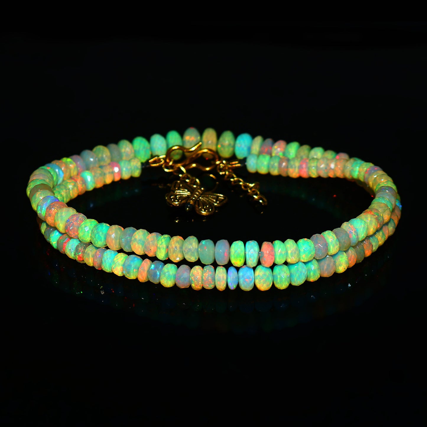 Natural Yellow Ethiopian Opal Rondelle Necklace – Fire Gemstone Jewelry
