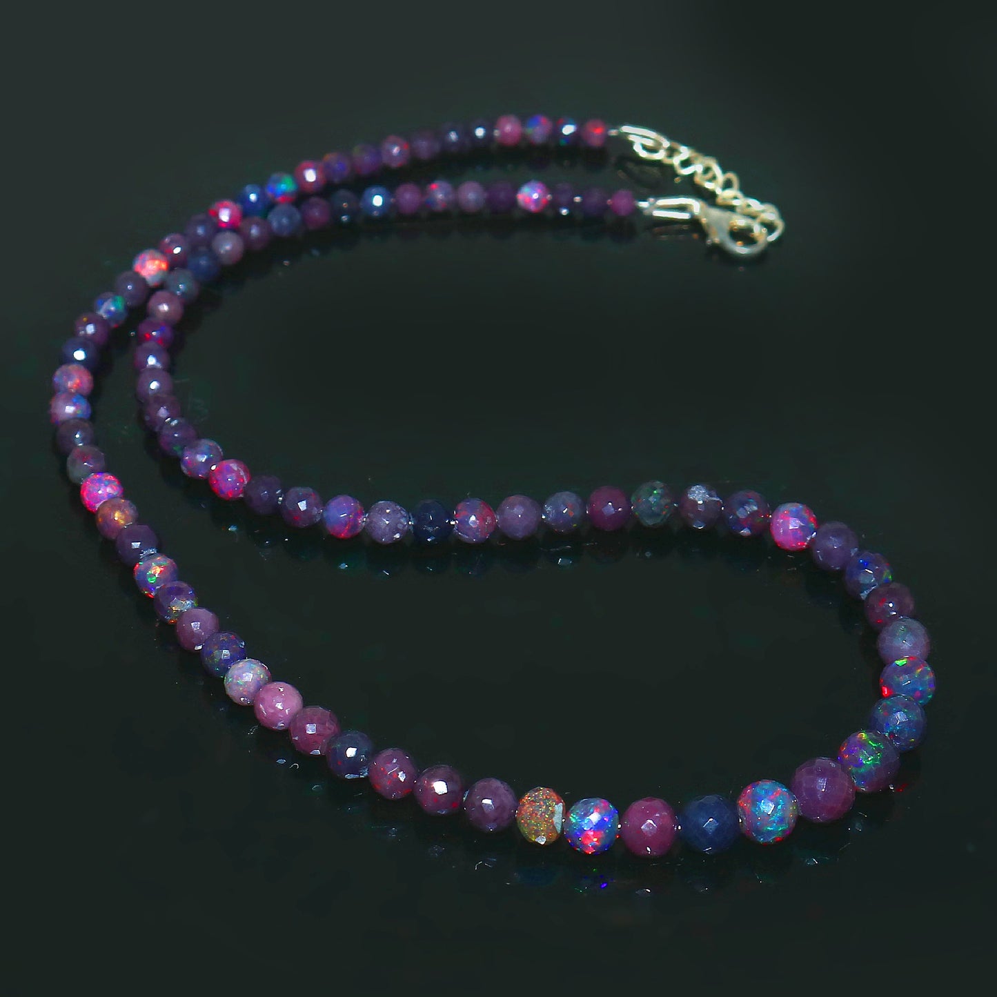 Natural Blue Ethiopian Opal Necklace – Round Fire Gemstone Jewelry