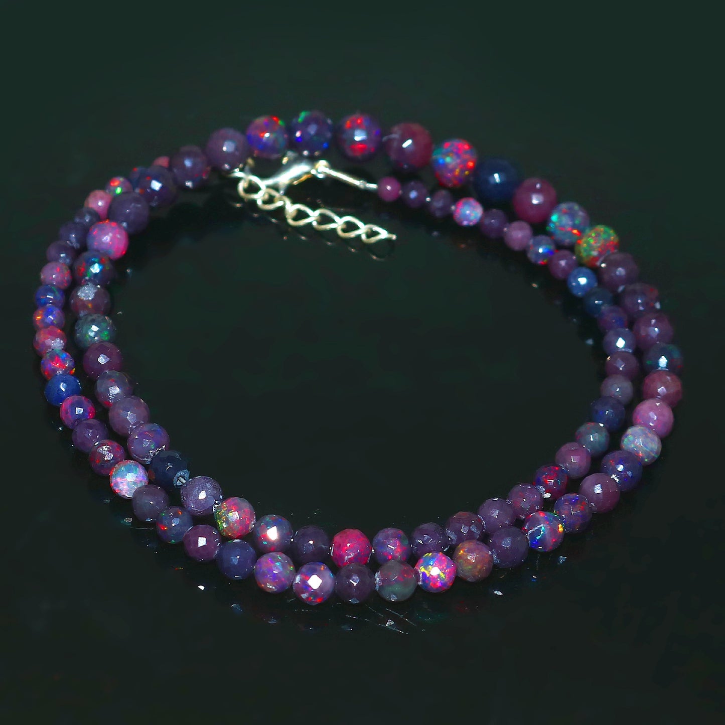 Natural Blue Ethiopian Opal Necklace – Round Fire Gemstone Jewelry