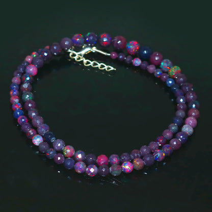 Natural Blue Ethiopian Opal Necklace – Round Fire Gemstone Jewelry