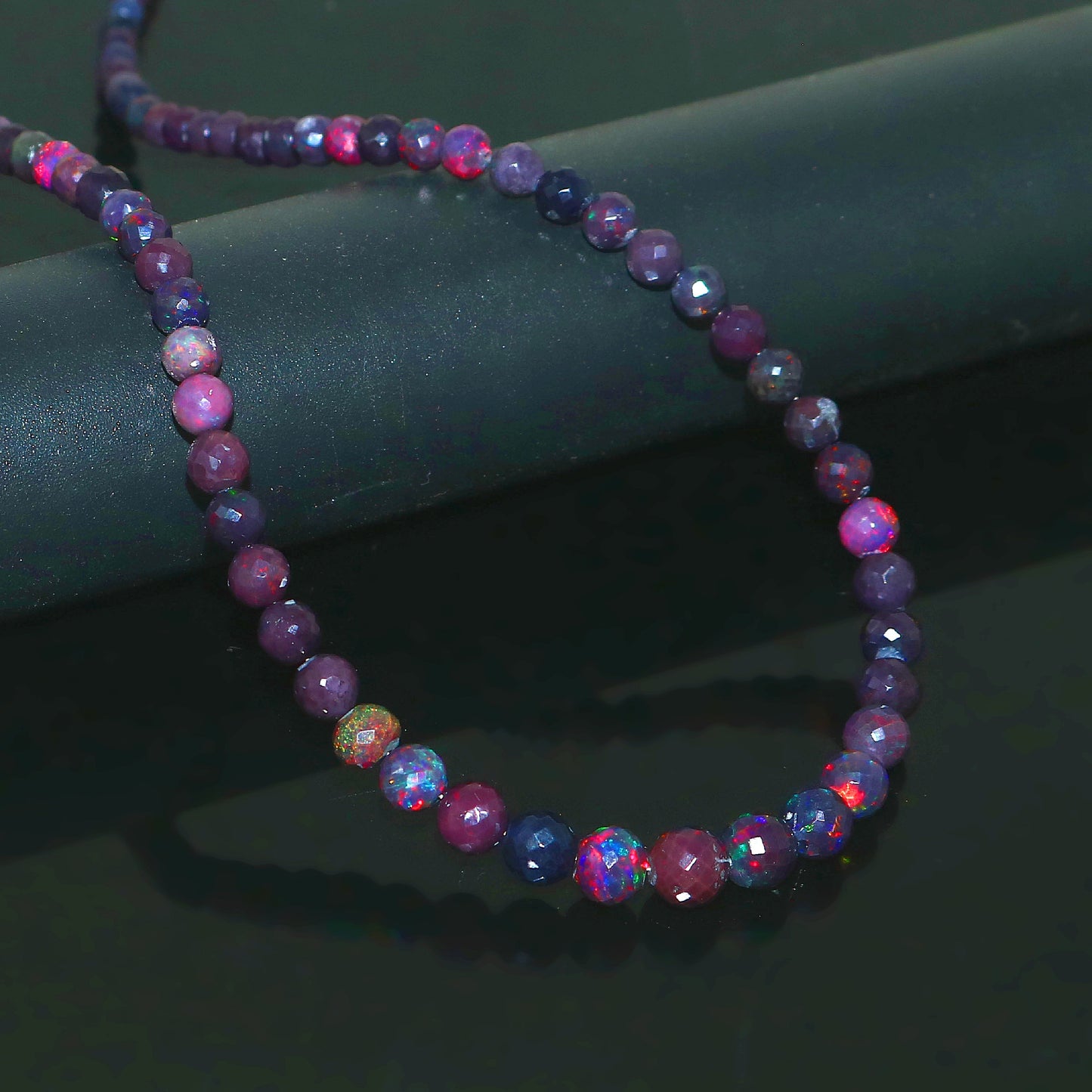 Natural Blue Ethiopian Opal Necklace – Round Fire Gemstone Jewelry