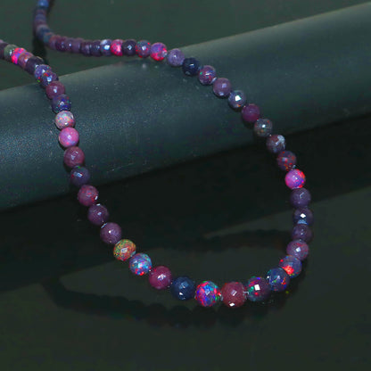 Natural Blue Ethiopian Opal Necklace – Round Fire Gemstone Jewelry