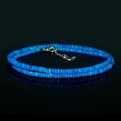 Natural Blue Ethiopian Opal Necklace – Iridescent Ocean Gem | Meaningful Jewelry Gift for Women