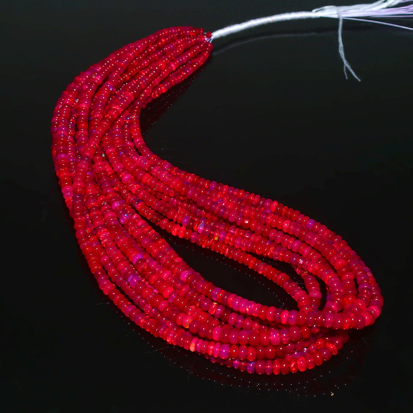 Natural Red Ethiopian Opal Rondelle Necklace – Fiery Gemstone Jewelry | Gift for Her