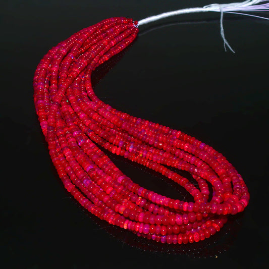 Natural Red Ethiopian Opal Rondelle Necklace – Fiery Gemstone Jewelry | Gift for Her