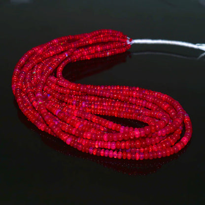 Natural Red Ethiopian Opal Rondelle Necklace – Fiery Gemstone Jewelry | Gift for Her