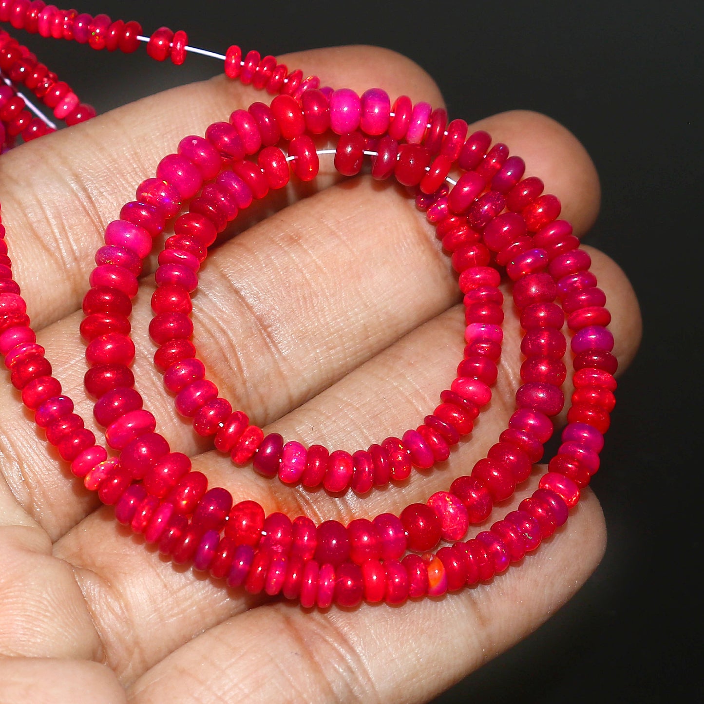 Natural Red Ethiopian Opal Rondelle Necklace – Fiery Gemstone Jewelry | Gift for Her