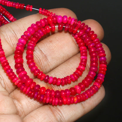 Natural Red Ethiopian Opal Rondelle Necklace – Fiery Gemstone Jewelry | Gift for Her