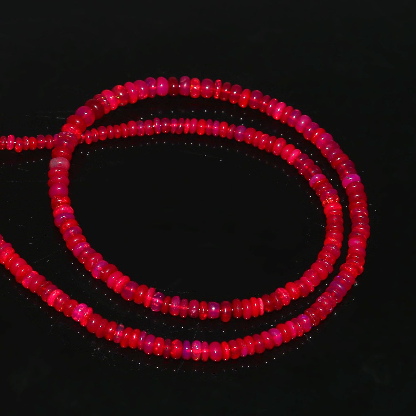 Natural Red Ethiopian Opal Rondelle Necklace – Fiery Gemstone Jewelry | Gift for Her
