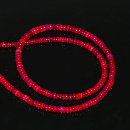Natural Red Ethiopian Opal Rondelle Necklace – Fiery Gemstone Jewelry | Gift for Her