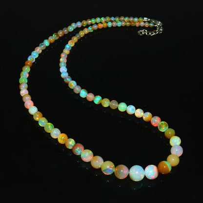 Natural Ethiopian Multi-color  Opal Necklace – Round Gemstone Design