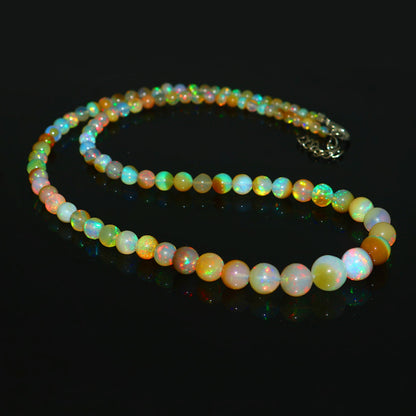 Natural Ethiopian Multi-color  Opal Necklace – Round Gemstone Design