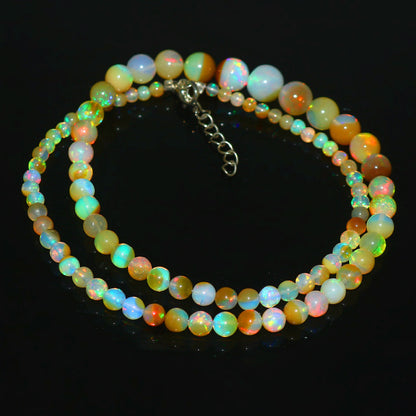 Natural Ethiopian Multi-color  Opal Necklace – Round Gemstone Design