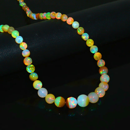 Natural Ethiopian Multi-color  Opal Necklace – Round Gemstone Design