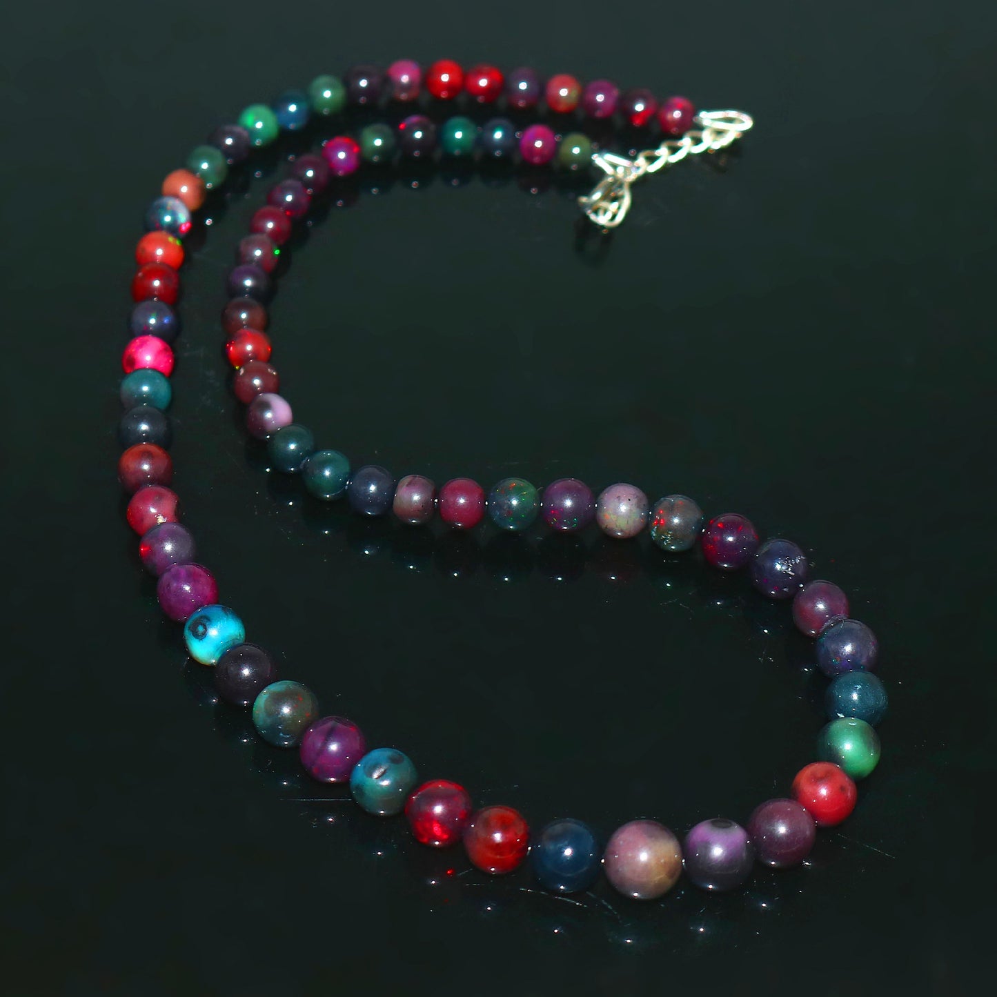 Natural Multi-Color Ethiopian Opal Round Necklace – Fiery Gemstone Jewelry