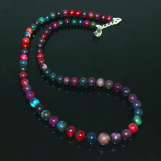 Natural Multi-Color Ethiopian Opal Round Necklace – Fiery Gemstone Jewelry