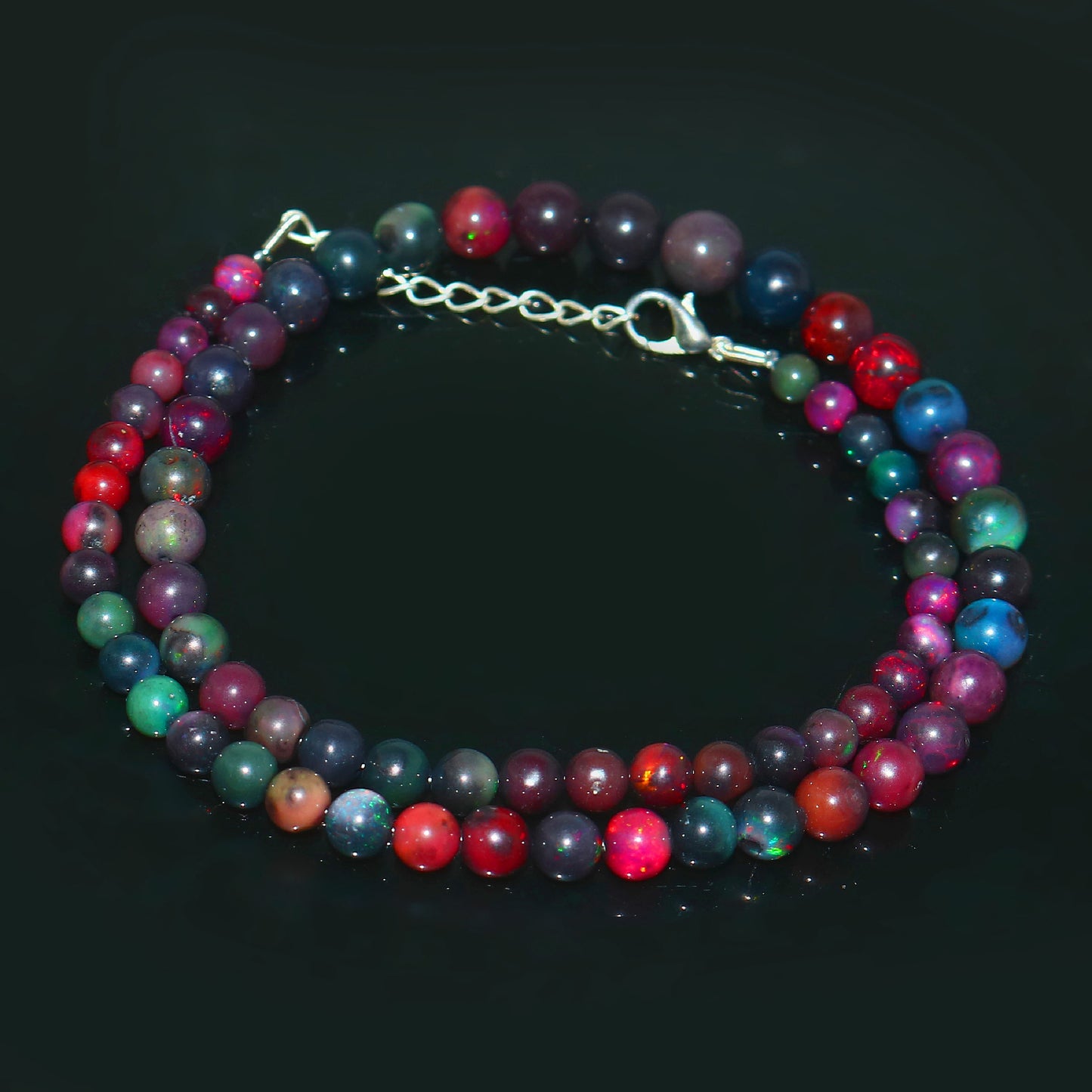 Natural Multi-Color Ethiopian Opal Round Necklace – Fiery Gemstone Jewelry