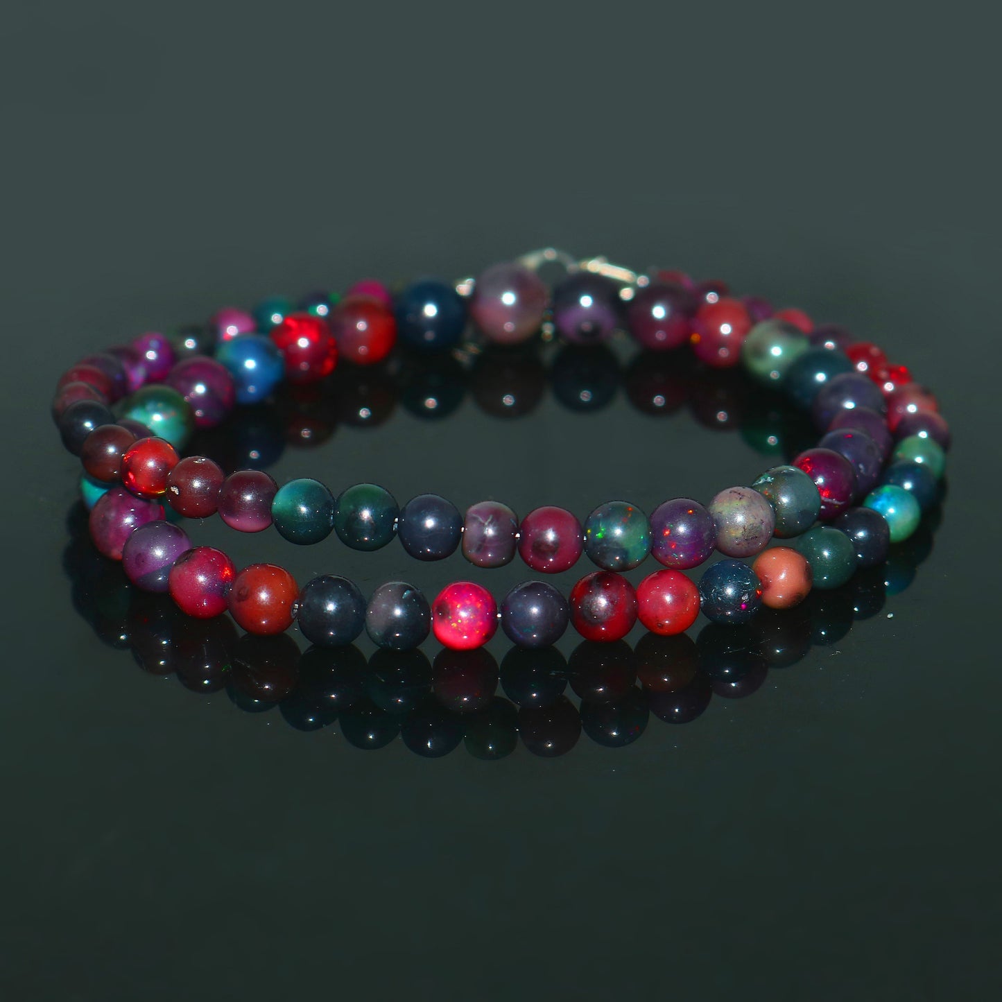 Natural Multi-Color Ethiopian Opal Round Necklace – Fiery Gemstone Jewelry