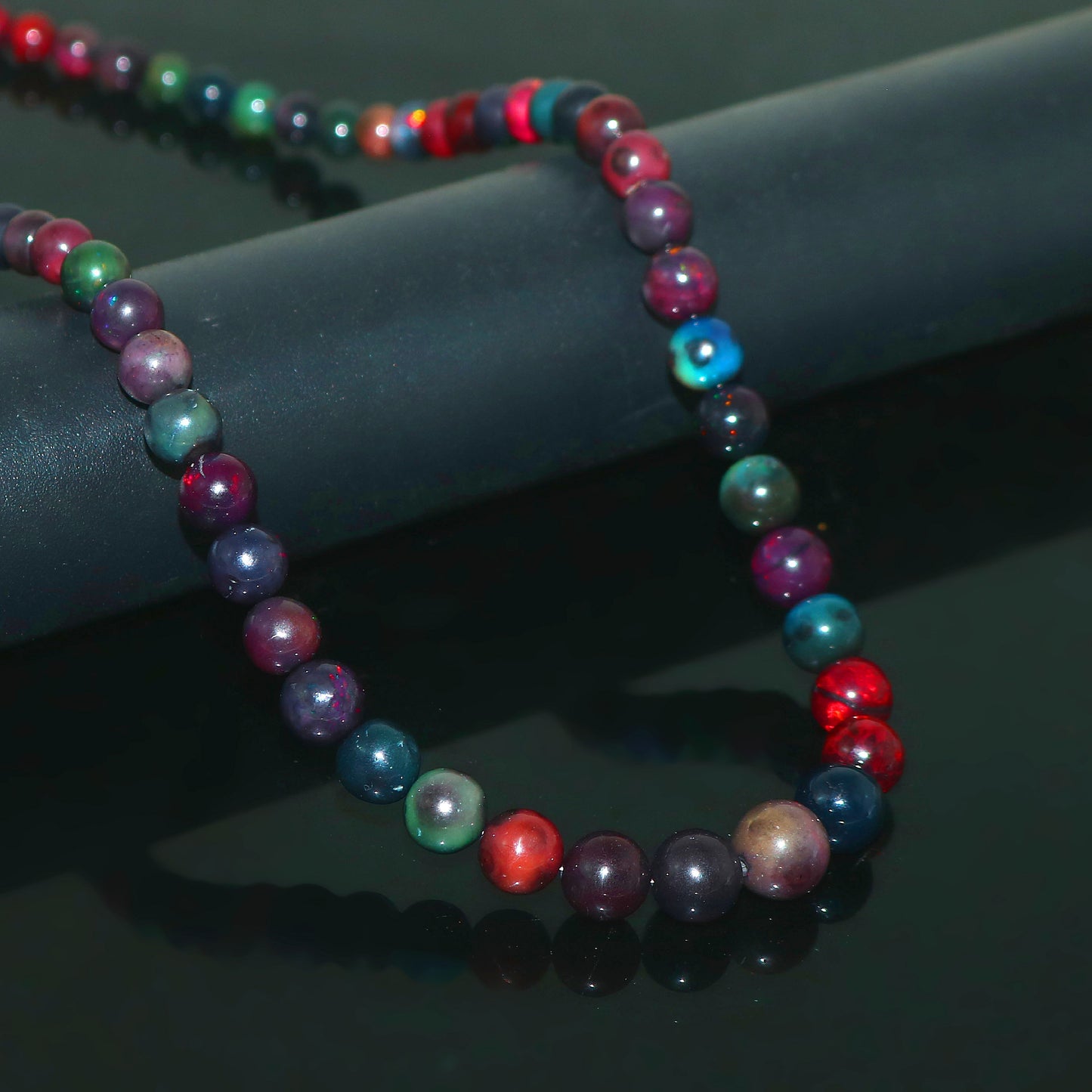 Natural Multi-Color Ethiopian Opal Round Necklace – Fiery Gemstone Jewelry