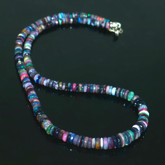 Natural Multi-Color Ethiopian Opal Tyre Necklace – Fiery Gemstone Jewelry