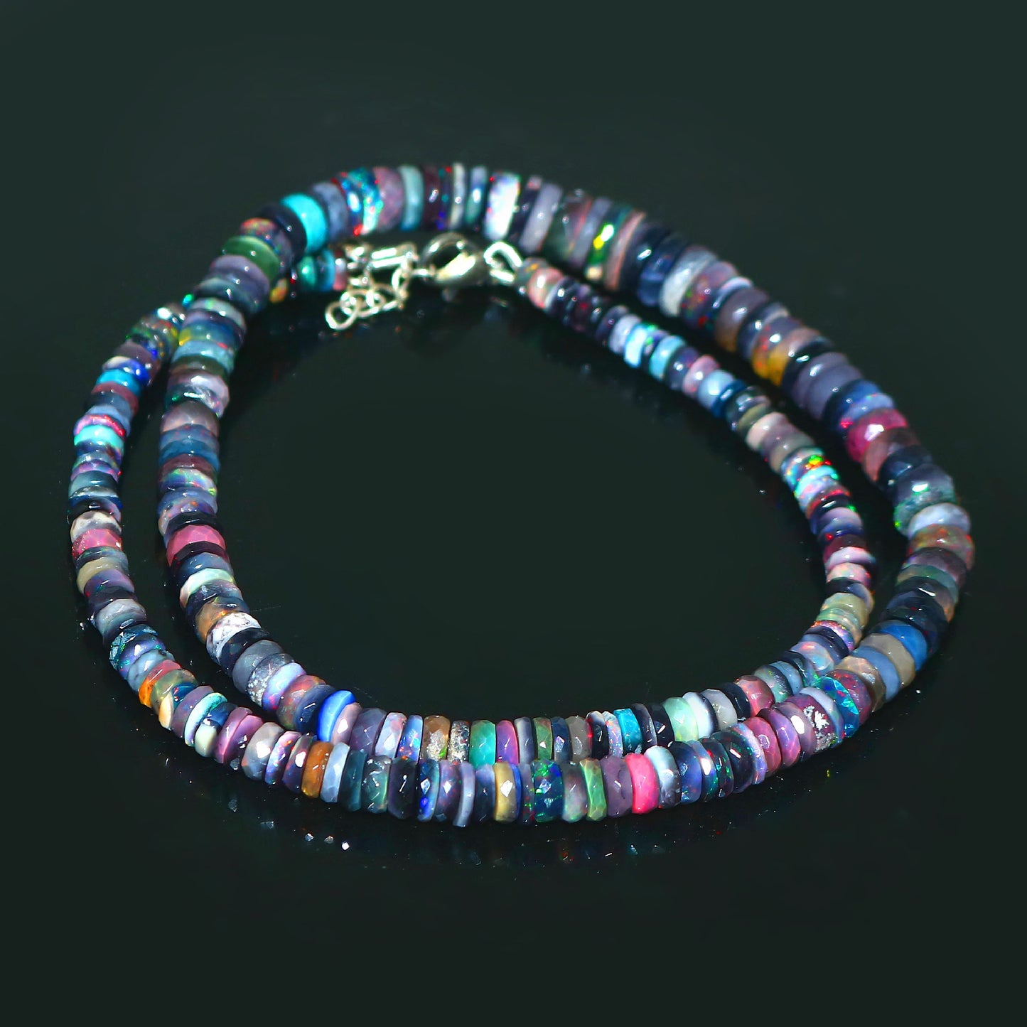 Natural Multi-Color Ethiopian Opal Tyre Necklace – Fiery Gemstone Jewelry