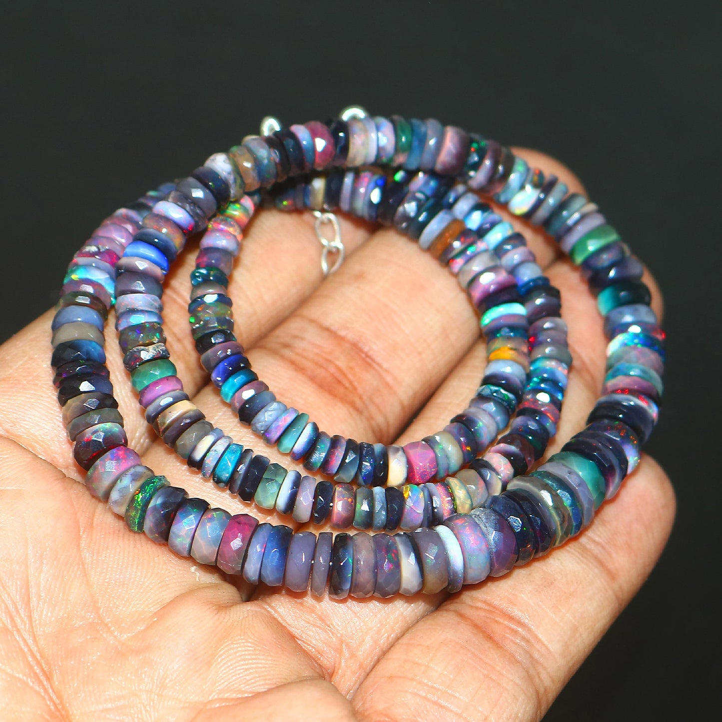 Natural Multi-Color Ethiopian Opal Tyre Necklace – Fiery Gemstone Jewelry