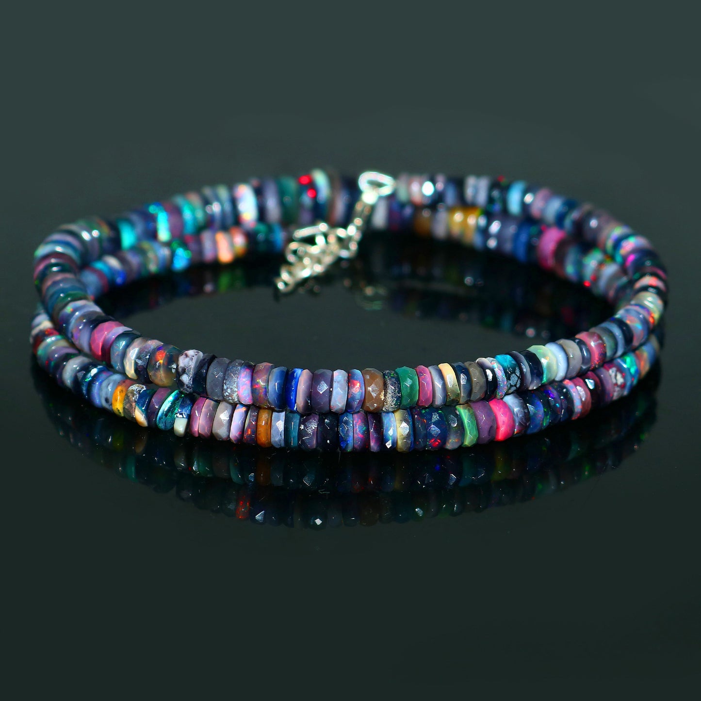 Natural Multi-Color Ethiopian Opal Tyre Necklace – Fiery Gemstone Jewelry