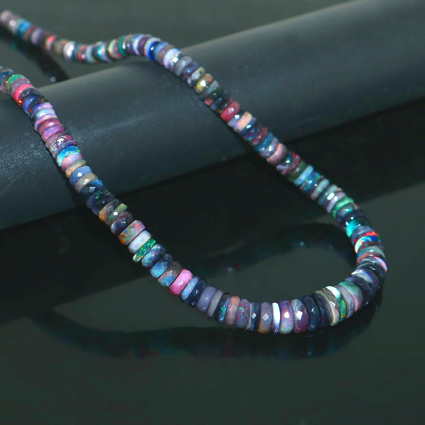 Natural Multi-Color Ethiopian Opal Tyre Necklace – Fiery Gemstone Jewelry