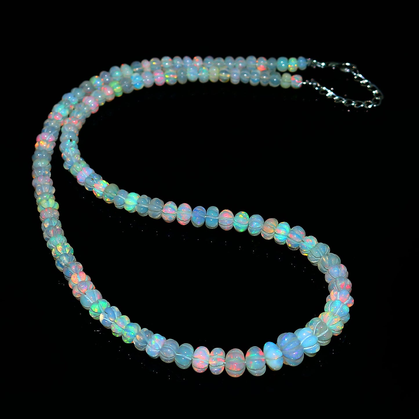 Natural White Ethiopian Opal Pumpkin Necklace – Fire Gemstone Jewelry