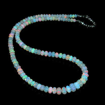 Natural White Ethiopian Opal Pumpkin Necklace – Fire Gemstone Jewelry
