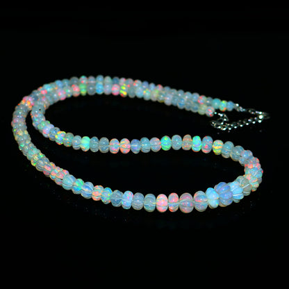 Natural White Ethiopian Opal Pumpkin Necklace – Fire Gemstone Jewelry
