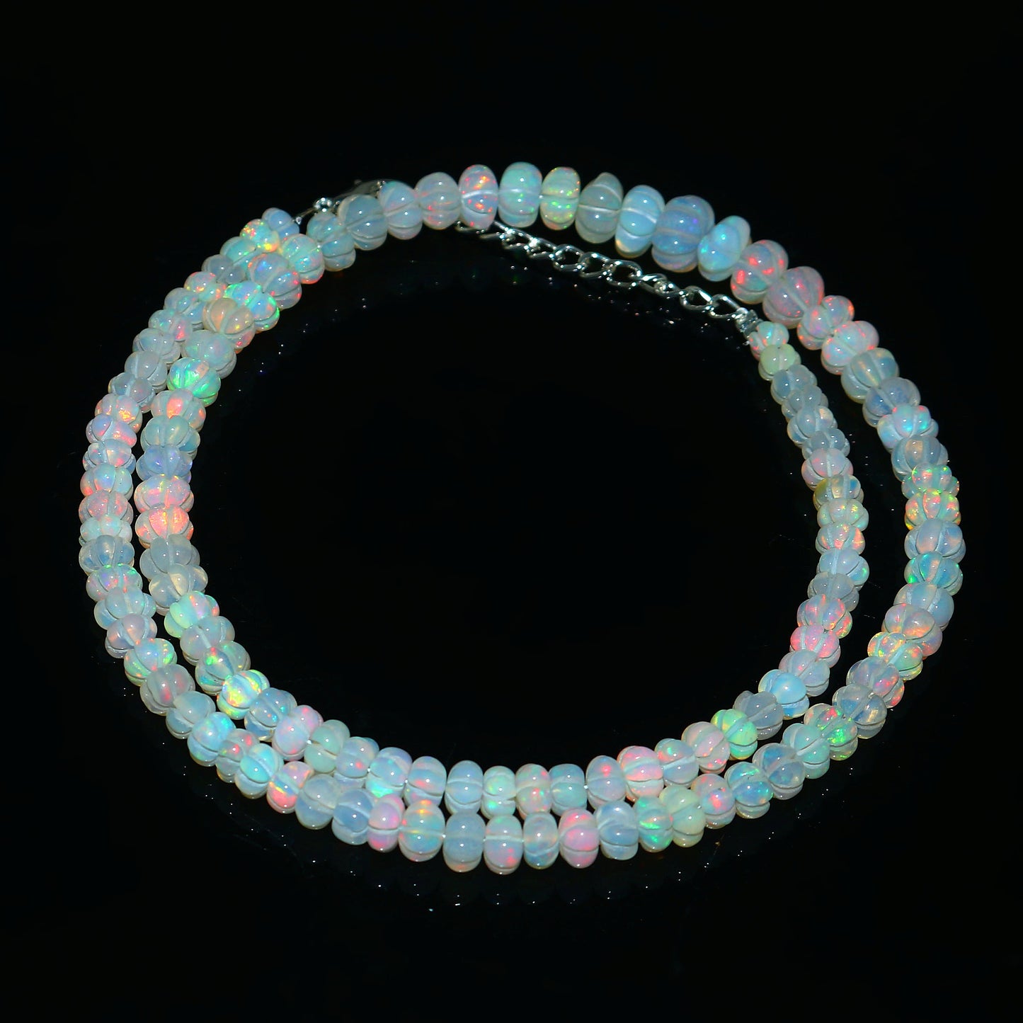 Natural White Ethiopian Opal Pumpkin Necklace – Fire Gemstone Jewelry