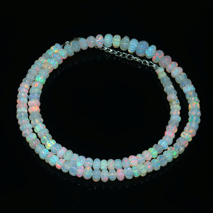 Natural White Ethiopian Opal Pumpkin Necklace – Fire Gemstone Jewelry
