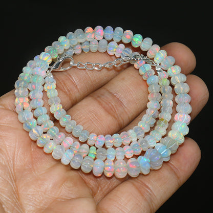 Natural White Ethiopian Opal Pumpkin Necklace – Fire Gemstone Jewelry