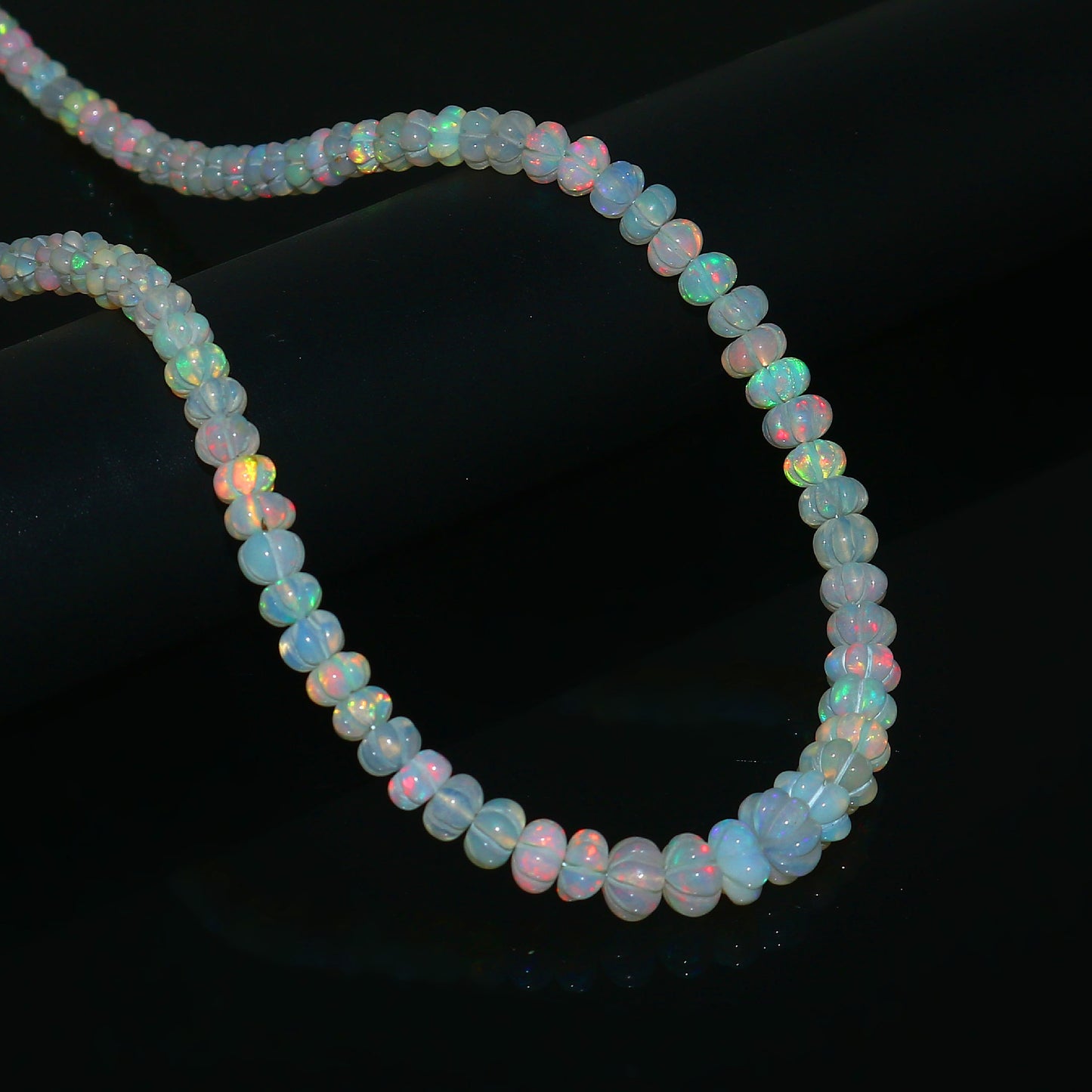 Natural White Ethiopian Opal Pumpkin Necklace – Fire Gemstone Jewelry
