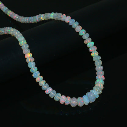 Natural White Ethiopian Opal Pumpkin Necklace – Fire Gemstone Jewelry