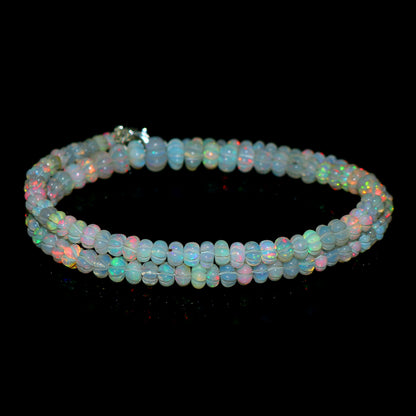 Natural White Ethiopian Opal Pumpkin Necklace – Fire Gemstone Jewelry
