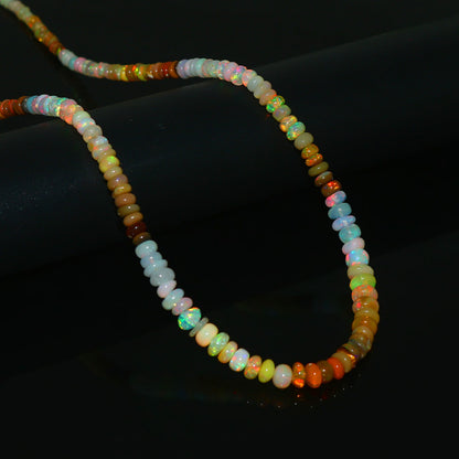 Natural Multi-Color Ethiopian Opal Rondelle Necklace – Fire Gemstone Jewelry